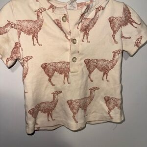 Kate Quinn Cream and Brown Llama Print Shirt